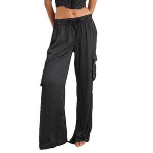 Aerie Women's Shine Cargo Skater Pant Wide Leg Pockets Elastic Waist Large